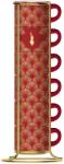 Bialetti Espresso csésze szett állvánnyal 6db-os Deco Glamour, piros (FW2022037) (FW2022037)