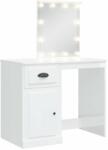  Vidaxl magasfényű fehér fésülködőasztal LED-del 90x40x132, 5 cm 834972