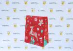 Szidibox Karton Sodrottfüles papírtáska, papírszatyor 22x31+10cm piros "rénszarvasos" karácsony (SZID-01529)