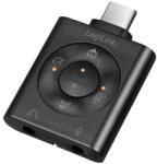 LogiLink Adaptor audio Logilink, intrare 1 x USB-C tata, iesire 2xJack 3.5mm, egalizator cu 7.1 surround, volum, mute, Negru (UA0365)