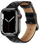 HOCO Apple Watch Series 9 41mm wa18 pótszíj (egyedi méret, szilikon, bőr hatású, állítható, 3d rombusz minta) fekete (WA18_BL)