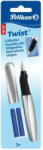 Pelikan Stilou Pelikan twist Grip Ergonomic 2 Rezerve Albastre Blister - Argintiu (947366)
