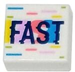 LEGO® 3070bpb249c1 - LEGO fehér csempe 1 x 1 méretű, 'FAST' felirattal (3070bpb249c1)