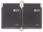 EMOS Priză dublă cu împământare, gri-negru, IP44 70958