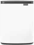 Brabantia Bo Waste Bin hulladékgyűjtő felnyitható, Soft-Close fedéllel, műanyag tartály, 12L - C méret, acél, fehér - 222467 (222467)