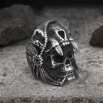 NNM Inel Vintage Indian Jaguar Warrior Skull - 24613408
