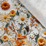 Takoy Szabadidő anyag/ futter Takoy 150cm 3D-s virágok Maya nyomtatási mintája