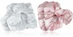 Brushworks Satin Scrunchies Pink & White Elastice pentru par
