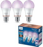 Philips 3 Becuri LED RGB inteligente Bulb A60, Wi-Fi, E27, 8.8W (60W), 806 lm, lumina alba si color (2200-6500K) (000008720169204423)