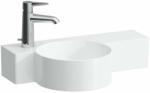 Laufen VAL Kézmosó, kör alakú, jobb oldali polccal, 430 mm-re vágható, túlfolyónyílás nélkül, 1 csaplyukkal bal oldalon, Matt fehér H8152837571131 (H8152837571131)