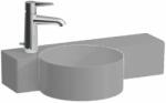 Laufen VAL Kézmosó, kör alakú, jobb oldali polccal, 430 mm-re vágható, túlfolyónyílás nélkül, 1 csaplyukkal bal oldalon, Graphite matt H8152837581131 (H8152837581131)
