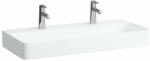 Laufen VAL Mosdótál, alsó felülete csiszolt, túlfolyónyílás nélkül, 2 csaplyukkal, Matt fehér H8162877571151 (H8162877571151)