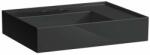 Laufen Kartell LAUFEN Mosdó jobb oldali pulttal, rejtett túlfolyóval, a mosdó alja csiszolt, 1 csaplyukkal, lyukkal a jobb oldalon, túlfolyó nélkül, Fényes fekete H8183340208151 (H8183340208151)