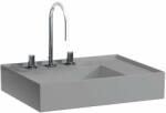 Laufen Kartell LAUFEN Mosdó jobb oldali pulttal, rejtett túlfolyóval, a mosdó alja csiszolt, három csaplyukkal, túlfolyónyílás nélkül, Graphite matt H8183347581581 (H8183347581581)