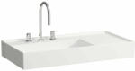 Laufen Kartell LAUFEN Mosdó jobb oldali pulttal, rejtett túlfolyóval, a mosdó alja csiszolt, három csaplyukkal, túlfolyónyílás nélkül, Fehér LCC bevonattal H8183384001581 (H8183384001581)