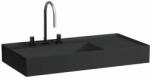 Laufen Kartell LAUFEN Mosdó jobb oldali pulttal, rejtett túlfolyóval, a mosdó alja csiszolt, három csaplyukkal, túlfolyónyílás nélkül, Fekete matt H8183387161581 (H8183387161581)