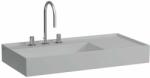 Laufen Kartell LAUFEN Mosdó jobb oldali pulttal, rejtett túlfolyóval, a mosdó alja csiszolt, három csaplyukkal, túlfolyónyílás nélkül, Matt szürke H8183387591581 (H8183387591581)