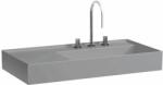 Laufen Kartell LAUFEN Mosdó bal oldali pulttal, rejtett túlfolyóval, a mosdó alja csiszolt, három csaplyukkal, túlfolyónyílás nélkül, Graphite matt H8183397581581 (H8183397581581)