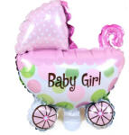 Mezőfi Team Kft Fólia lufi, Baby Girl babakocsi, rózsaszín, 79 cm