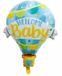 Mezőfi Team Kft Fólia lufi, Welcome Baby léghajó, kék, 62x79 cm