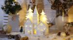 TRACON Biserică de Crăciun cu LED, din lemn, cu baterii. Timer 6+18h, 10LED, 3000K, 3xAA (CHRWHCH10WW)