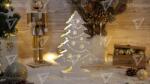 TRACON Brad de Crăciun cu LED, alb, din lemn, cu baterii Timer 6+18h, 7LED, 3000K, 2xAA (CHRTRWW7WW)