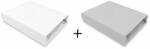 Qmini Set 2 cearceafuri cu elastic, Qmini, Pentru patut leagan sau patut co-sleeper, 90x50 cm, Din bumbac, Material certificat Oeko Tex Standard 100, White and Grey (6426972023993)