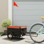 vidaXL fekete-narancssárga vas kerékpár-utánfutó 30 kg (94075) - vidaxl