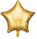  Csillag alakú arany színű Happy Birthday felirattal fólia lufi 40cm 170902