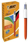 BIC Golyóstoll, 0, 3 mm, nyomógombos, négyszínű, BIC "4 Colours Fine (BC982867) - fapadospatron