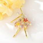  Arannyal bevont elegáns táncosnő bross színes cirkónia kristályokkal (0543. ) (XR04934F)