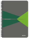 Leitz Spirálfüzet, A5, kockás, 90 lap, PP borító, LEITZ "Office", szürke-zöld (E44980055) - fapadospatron