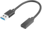 Lanberg Cablu USB-C (F) 3.1 la USB-A (M) LANBERG, 15 cm, negru (AD-UC-UA-03)