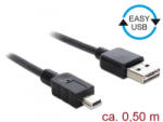 Delock EASY-USB 2.0-s A-típusú > USB 2.0-s Mini-B-típusú kábel 0, 5m (85158)