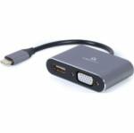 Gembird Cablexpert USB-C -> HDMI + VGA adapter fekete (A-USB3C-HDMIVGA-01)