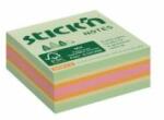 Stick`n by Hopax Bloc notes mini autoadeziv Stick' n Hopax, 51x51 mm, culori pastelate mix pădure, 240 de coli