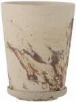 Bloomingville Ghiveci cu farfurioară STACY 12 x 16 cm, maro, gresie, Bloomingville