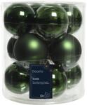 Decoris matt és fényes sötét zöld színű üveg gömbdísz 8 cm-es méretben, 12 db-os csomagban