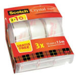 3M Ragasztószalag adagoló, kézi, 19 mm x 7, 5 m, 3M SCOTCH "Crystal", 2+1 akció (3 tekercs / csomag) (LPM61975C32)