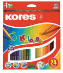 Kores Színes ceruza készlet, háromszögletű, KORES "Triangular", 24 különböző szín (IK100324) - fapadospatron