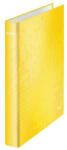 LEITZ Gyűrűs könyv, 4 gyűrű, D alakú, 40 mm, A4 Maxi, karton, LEITZ "Wow", sárga (E42420016) - fapadospatron