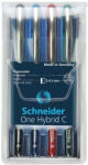 Schneider Rollertoll készlet, 0, 3 mm, SCHNEIDER "One Hybrid C", 4 szín (TSCOHC03K4) - fapadospatron