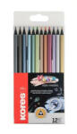 Kores Színes ceruza készlet, háromszögletű, KORES "Kolores Style Metallic", 12 metál szín (IK93316) - fapadospatron
