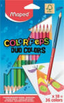 Maped Színes ceruza készlet, háromszögletű, kétvégű, MAPED "Color'Peps Duo", 36 különböző szín (IMA829601)