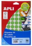 APLI Etikett, 19 mm kör, színes, A5 hordozón, APLI, zöld, 560 etikett/csomag 8 lap (LCA12106)