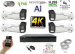Monitorrs Security - AI IP Park Full Color kamerarendszer 4 kamerával 8 Mpix Wt - 6025K4