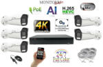 Monitorrs Security - AI IP Park Full Color kamerarendszer 5 kamerával 8 Mpix Wt - 6025K5