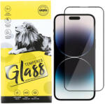 Apple 15 Plus üvegfólia, tempered glass, előlapi, 9D, edzett, hajlított, fekete kerettel