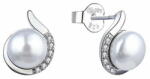  MOISS Elegáns ezüst fülbevaló gyöngyökkel és cirkóniumokkal E0001852 - mall