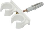Evotools Clema Dubla Plastic Fixare Tevi Cu Diblu Si Holzsurub 20mm, Pachet 20 Bucati